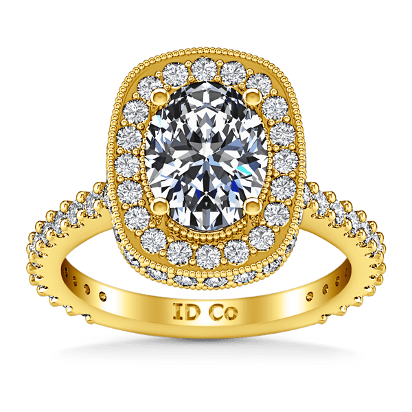 Halo Diamond Oval Engagement Ring Camille 14K Yellow Gold
