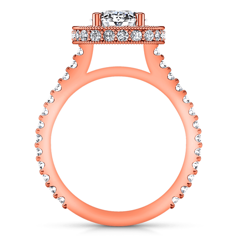 Halo Diamond Oval Engagement Ring Camille 14K Rose Gold