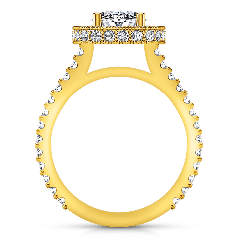 Halo Diamond Oval Engagement Ring Camille 14K Yellow Gold