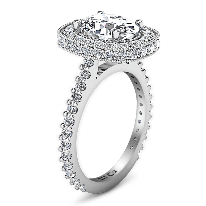 Halo Oval Diamond Engagement Ring Camille 14K White Gold