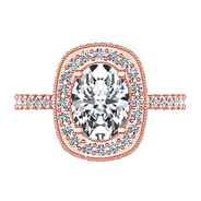 Halo Diamond Oval Engagement Ring Camille 14K Rose Gold