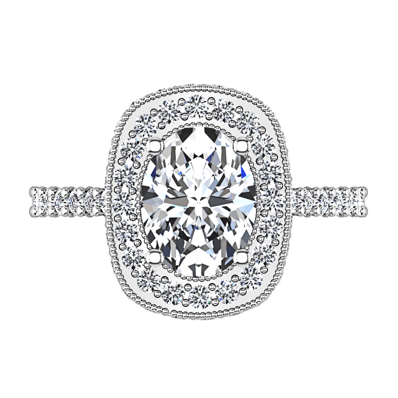 Halo Oval Diamond Engagement Ring Camille 14K White Gold