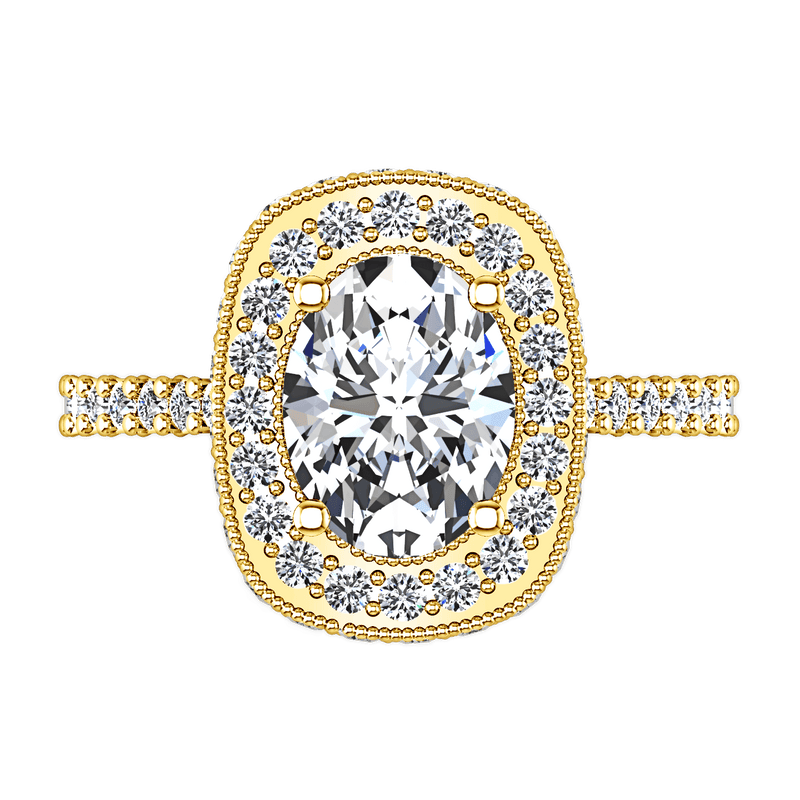 Halo Diamond Oval Engagement Ring Camille 14K Yellow Gold