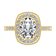Halo Diamond Oval Engagement Ring Camille 14K Yellow Gold