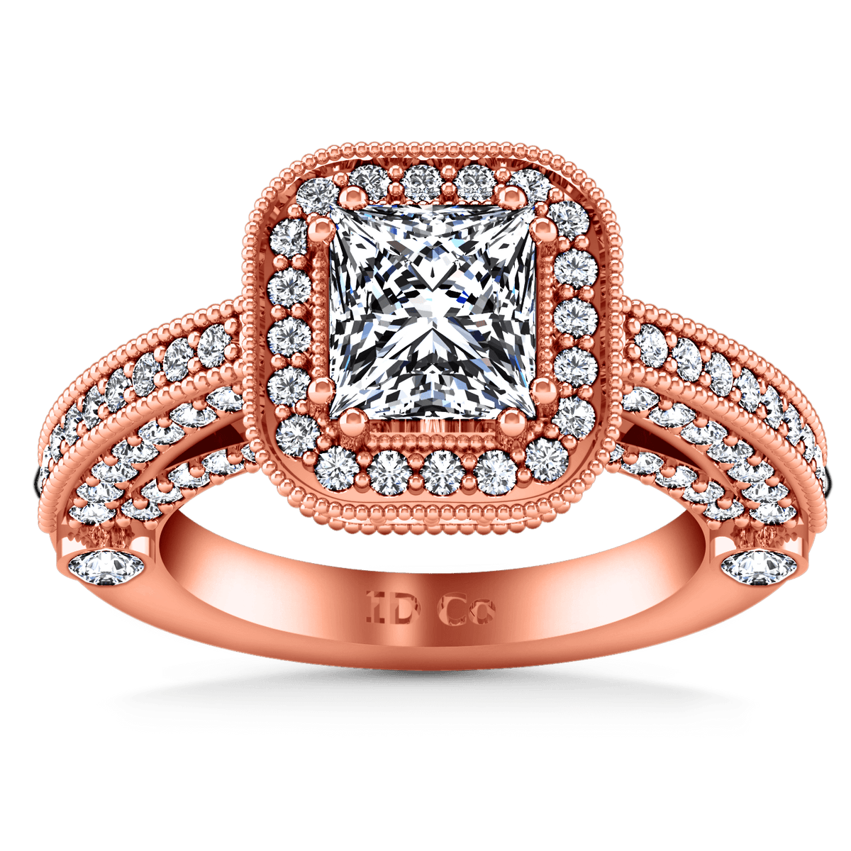 Halo Diamond Cushion Cut Engagement Ring Leilani 14K Rose Gold