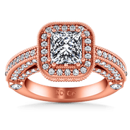 Halo Diamond Cushion Cut Engagement Ring Leilani 14K Rose Gold