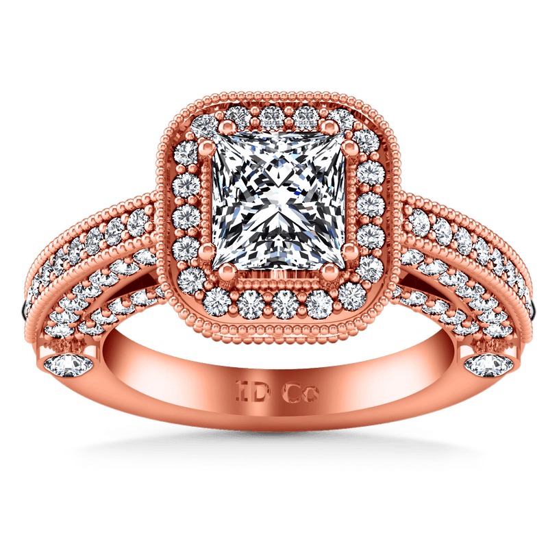 Halo Diamond Cushion Cut Engagement Ring Leilani 14K Rose Gold