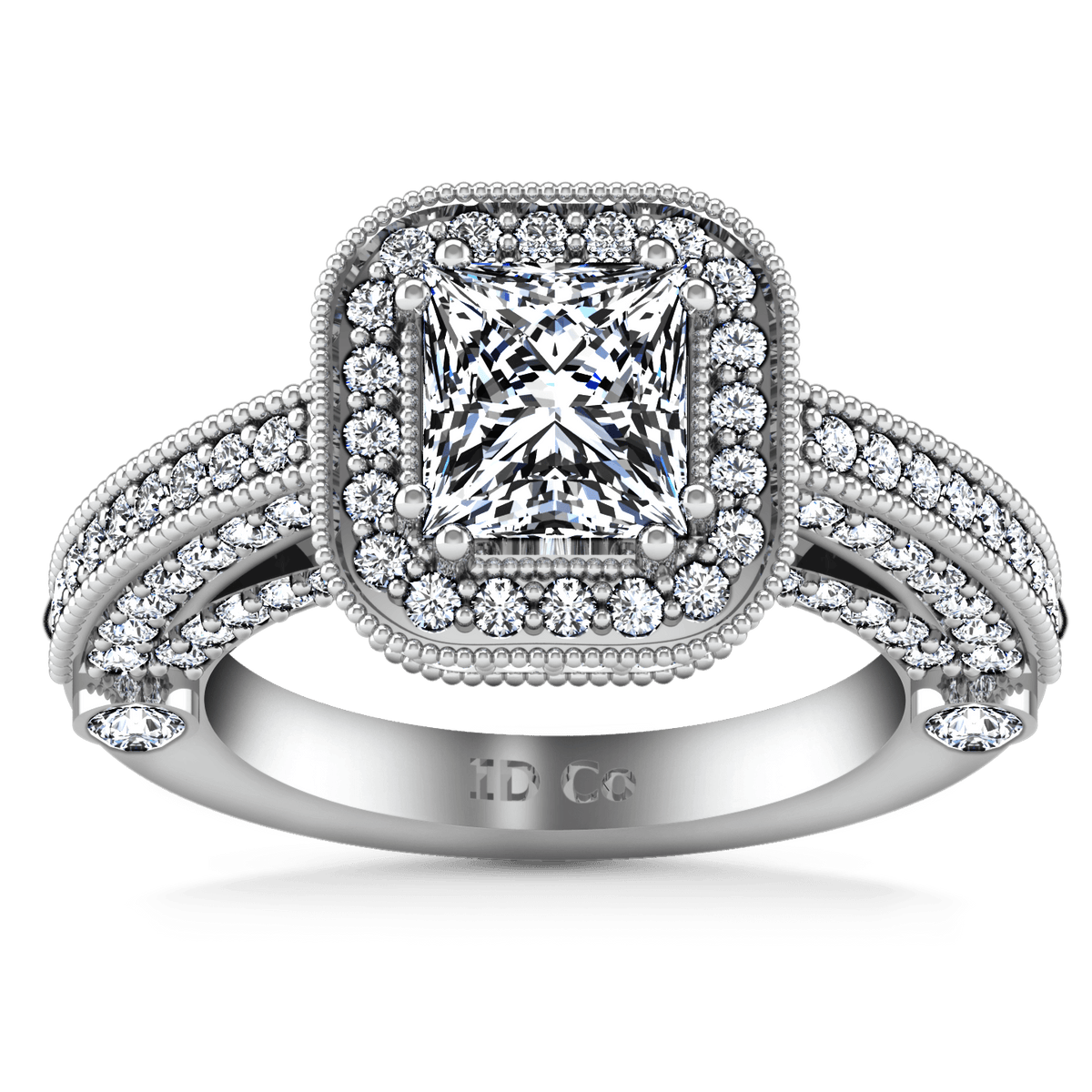 Halo Cushion Cut Diamond Engagement Ring Leilani 14K White Gold