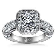 Halo Cushion Cut Diamond Engagement Ring Leilani 14K White Gold