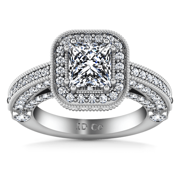Halo Cushion Cut Diamond Engagement Ring Leilani 14K White Gold