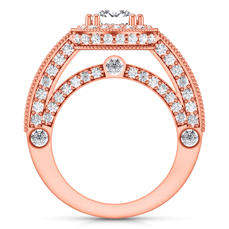 Halo Diamond Cushion Cut Engagement Ring Leilani 14K Rose Gold