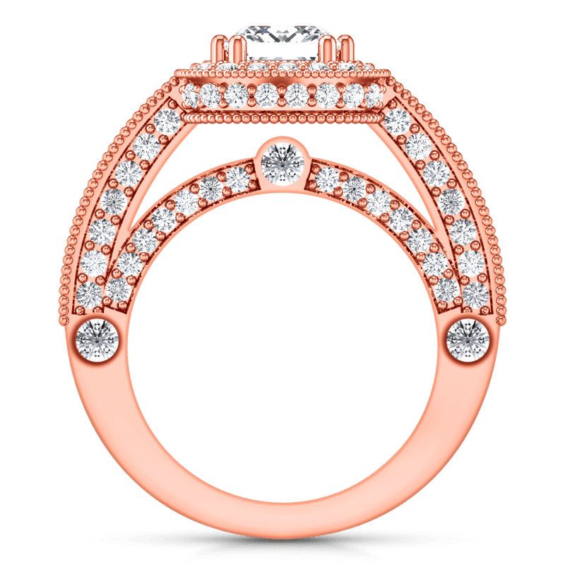 Halo Diamond Cushion Cut Engagement Ring Leilani 14K Rose Gold