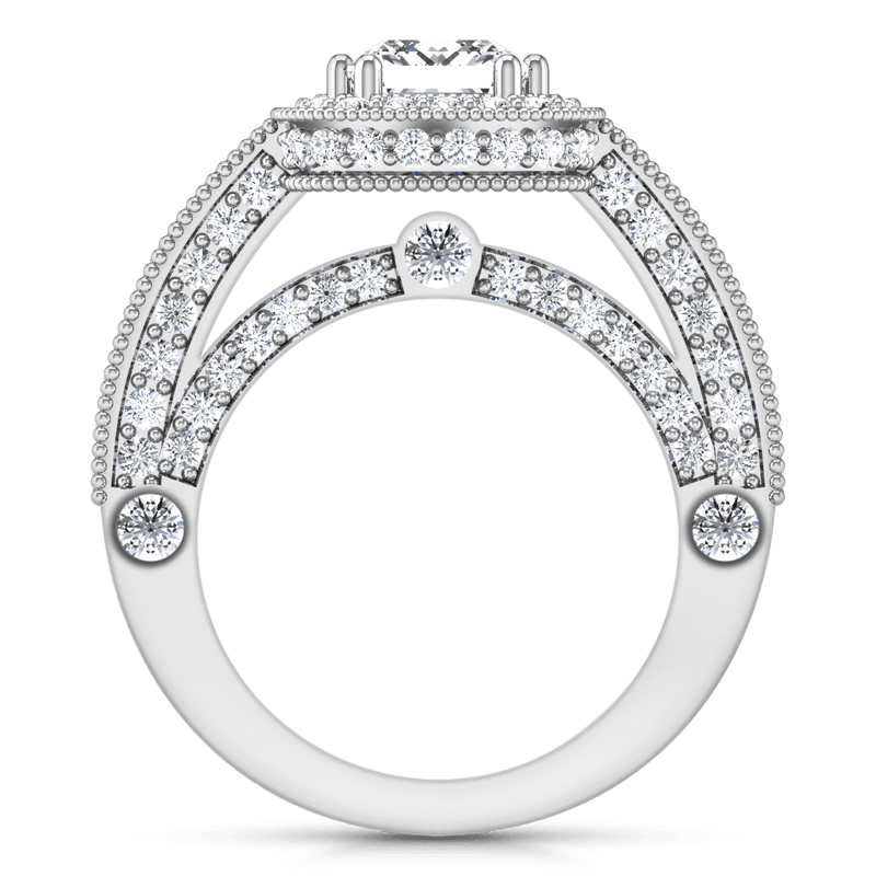 Halo Cushion Cut Diamond Engagement Ring Leilani 14K White Gold