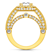 Halo Diamond Princess Cut Engagement Ring Leilani 14K Yellow Gold