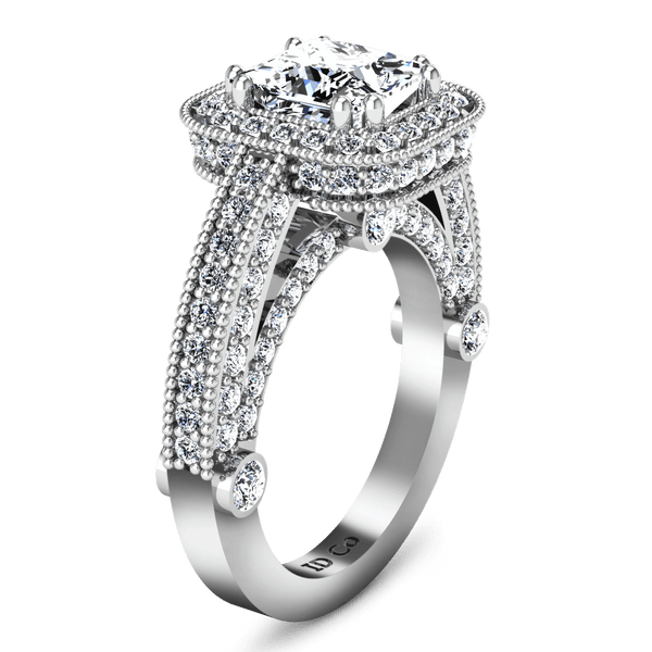 Halo Cushion Cut Diamond Engagement Ring Leilani 14K White Gold