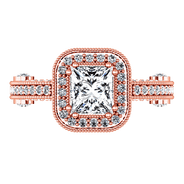 Halo Diamond Cushion Cut Engagement Ring Leilani 14K Rose Gold