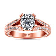 Pave Diamond Cushion Cut Engagement Ring Zahra 14K Rose Gold