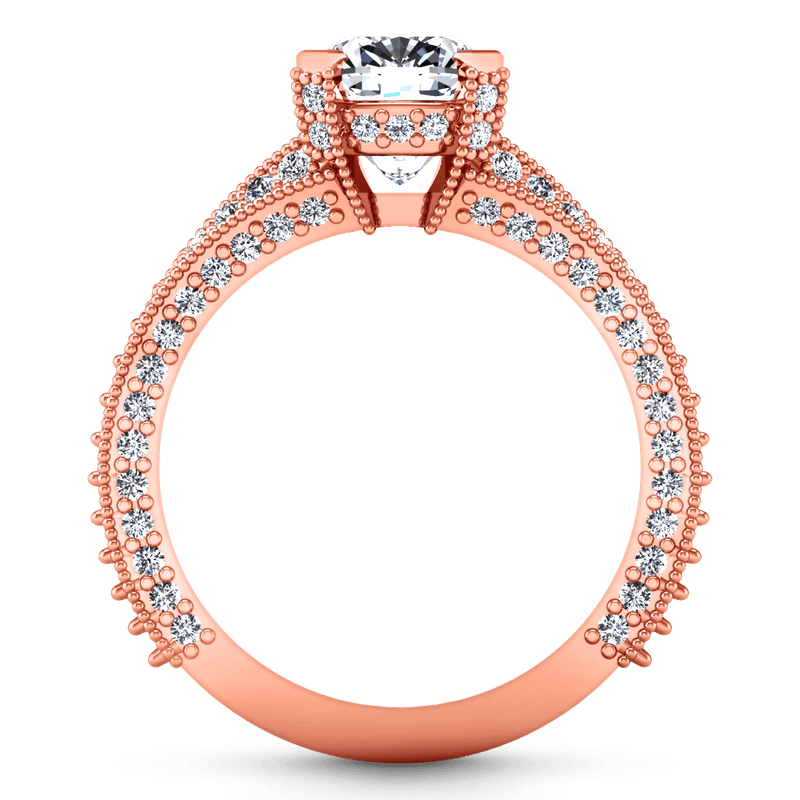 Pave Diamond Cushion Cut Engagement Ring Zahra 14K Rose Gold