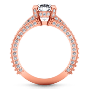 Pave Diamond Cushion Cut Engagement Ring Zahra 14K Rose Gold