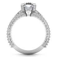 Pave Cushion Cut Diamond Engagement Ring Zahra 14K White Gold