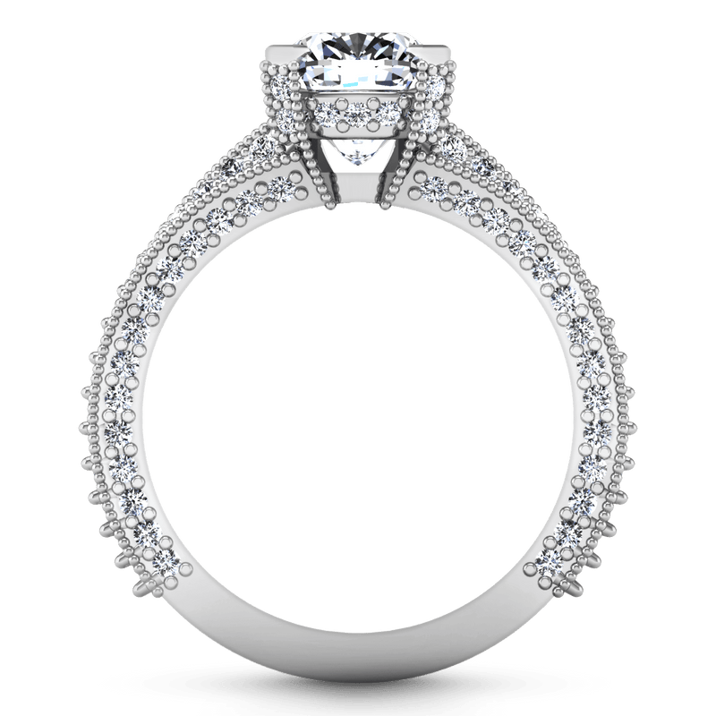 Pave Cushion Cut Diamond Engagement Ring Zahra 14K White Gold