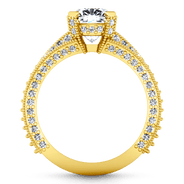Pave Cushion Cut Engagement Ring Zahra 14K Yellow Gold