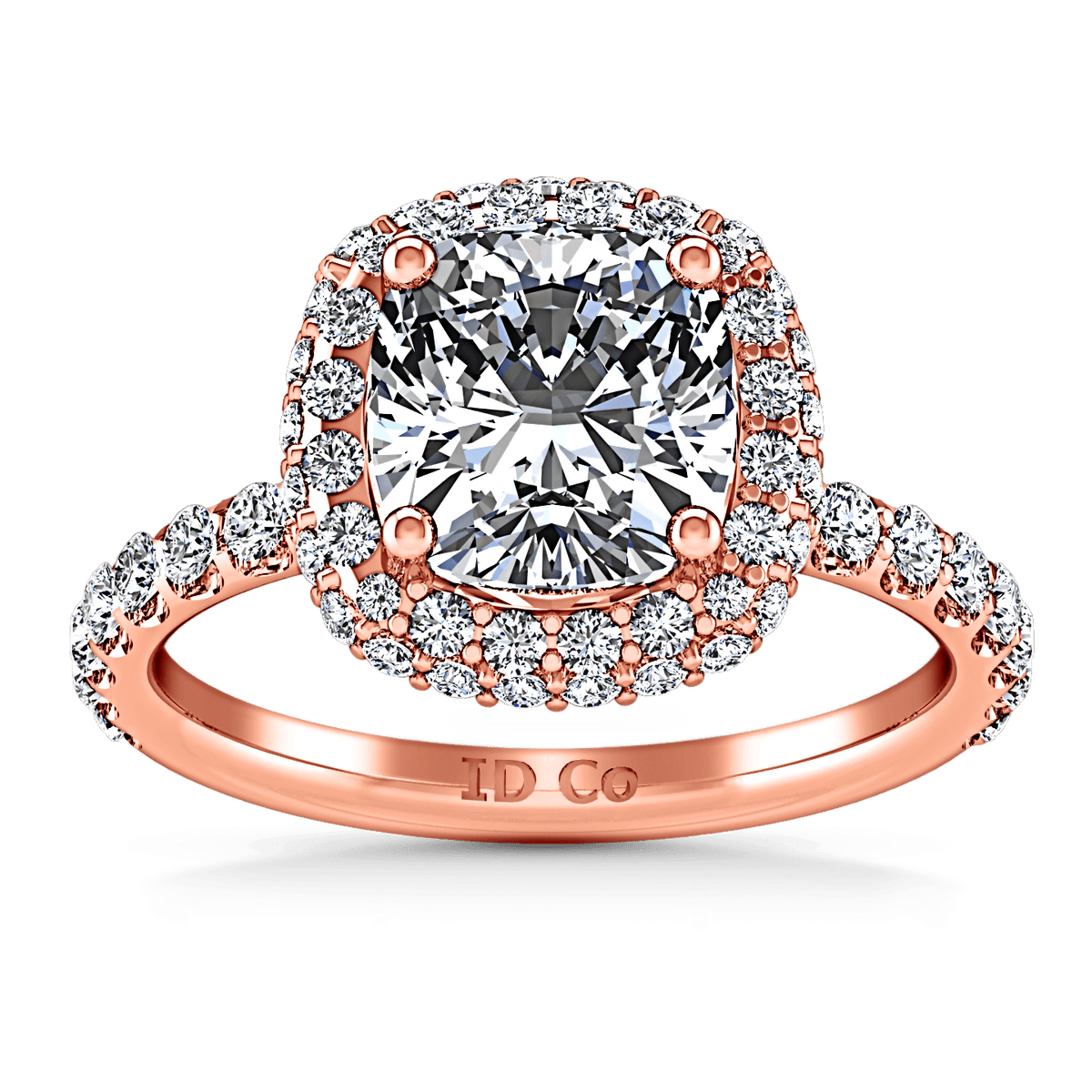 Halo Diamond Cushion Cut Engagement Ring Kristine 14K Rose Gold