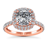 Halo Diamond Cushion Cut Engagement Ring Kristine 14K Rose Gold