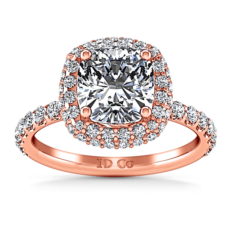 Halo Diamond Cushion Cut Engagement Ring Kristine 14K Rose Gold