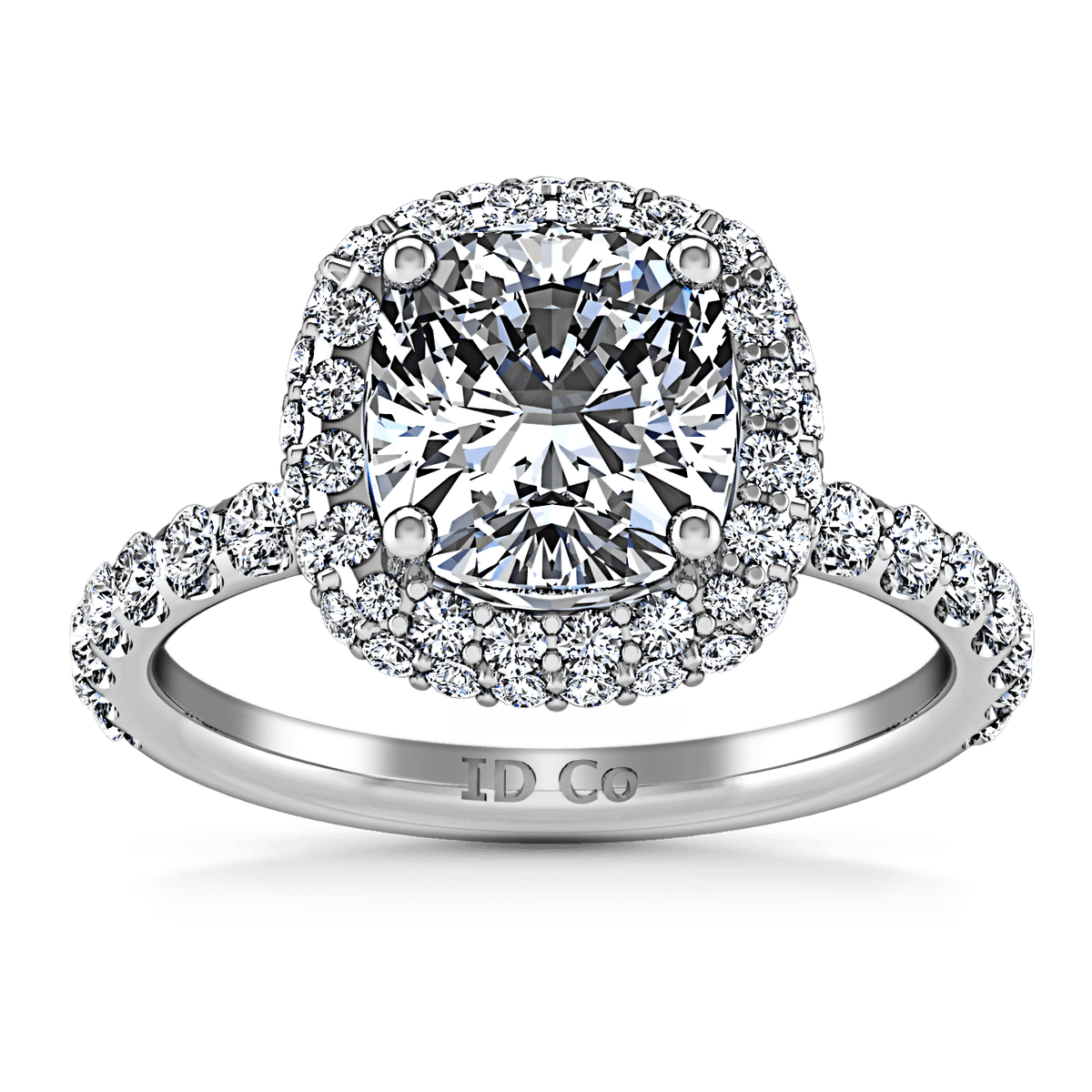 Halo Cushion Cut Diamond Engagement Ring Kristine 14K White Gold