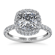 Halo Cushion Cut Diamond Engagement Ring Kristine 14K White Gold