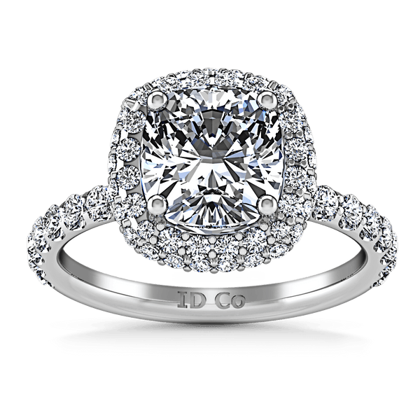 Halo Cushion Cut Diamond Engagement Ring Kristine 14K White Gold