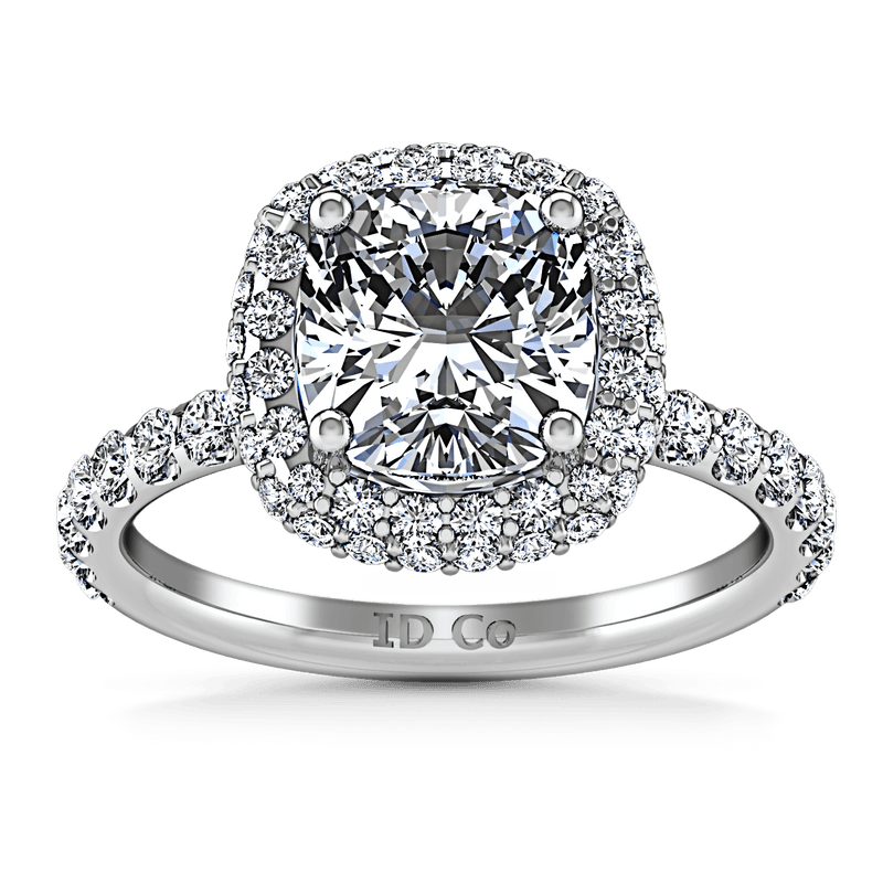 Halo Cushion Cut Diamond Engagement Ring Kristine 14K White Gold