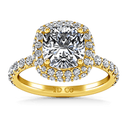 Halo Diamond Cushion Cut Engagement Ring Kristine 14K Yellow Gold