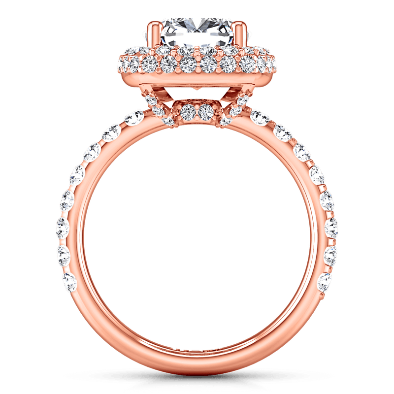 Halo Diamond Cushion Cut Engagement Ring Kristine 14K Rose Gold