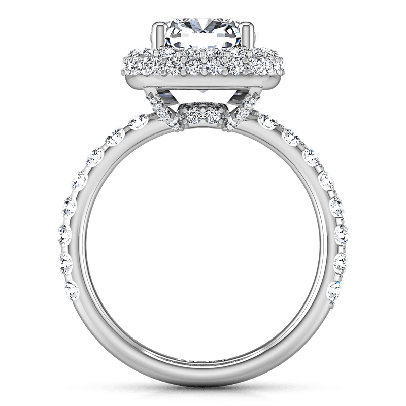 Halo Cushion Cut Diamond Engagement Ring Kristine 14K White Gold