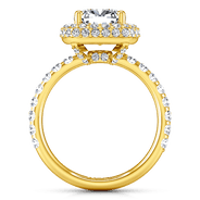 Halo Diamond Cushion Cut Engagement Ring Kristine 14K Yellow Gold