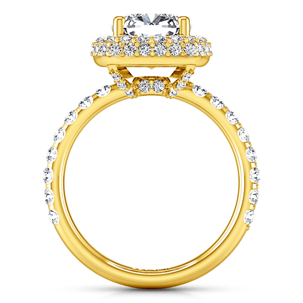 Halo Diamond Cushion Cut Engagement Ring Kristine 14K Yellow Gold