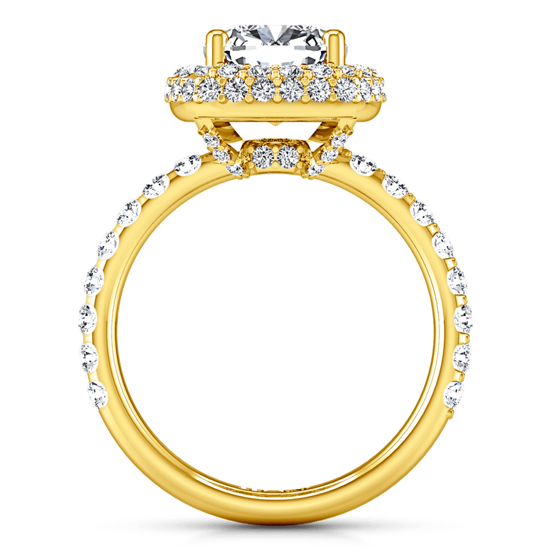 Halo Diamond Cushion Cut Engagement Ring Kristine 14K Yellow Gold