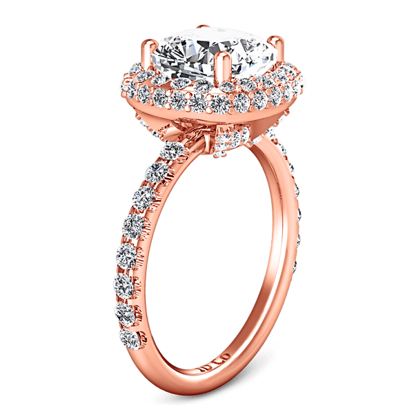 Halo Diamond Cushion Cut Engagement Ring Kristine 14K Rose Gold