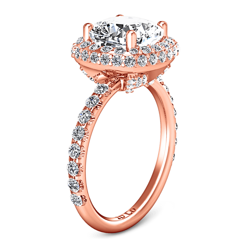 Halo Diamond Cushion Cut Engagement Ring Kristine 14K Rose Gold