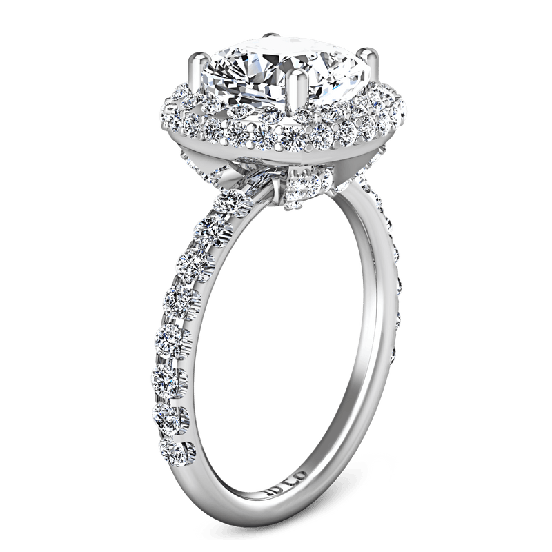 Halo Cushion Cut Diamond Engagement Ring Kristine 14K White Gold