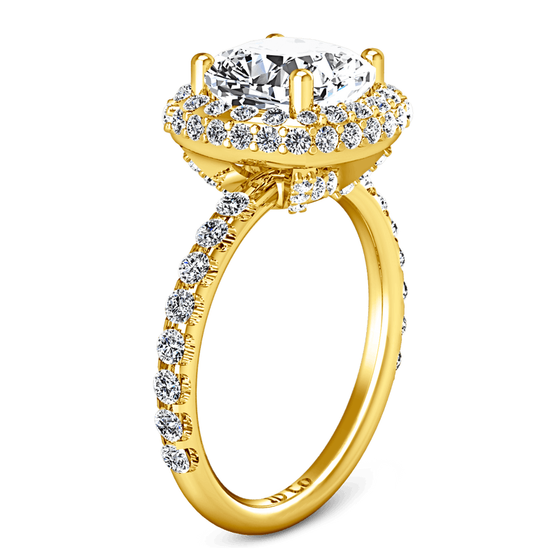 Halo Diamond Cushion Cut Engagement Ring Kristine 14K Yellow Gold