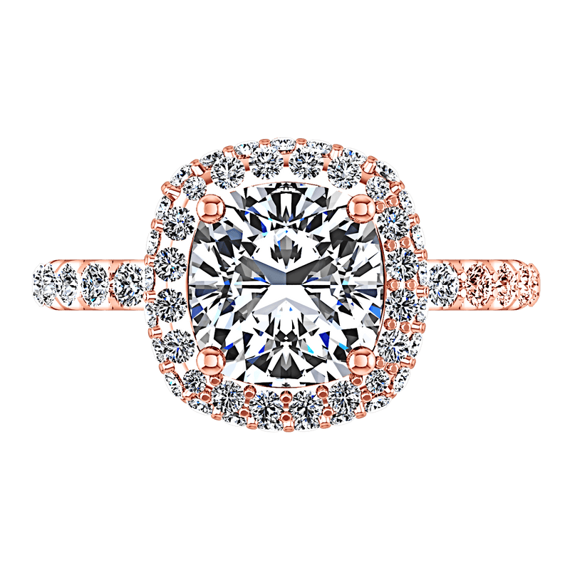 Halo Diamond Cushion Cut Engagement Ring Kristine 14K Rose Gold