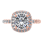 Halo Diamond Cushion Cut Engagement Ring Kristine 14K Rose Gold