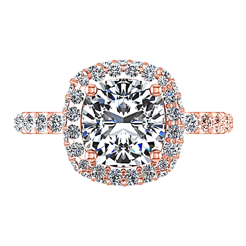 Halo Diamond Cushion Cut Engagement Ring Kristine 14K Rose Gold
