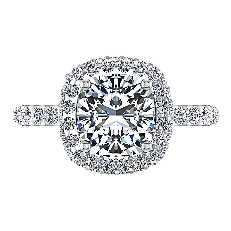 Halo Cushion Cut Diamond Engagement Ring Kristine 14K White Gold