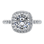 Halo Cushion Cut Diamond Engagement Ring Kristine 14K White Gold