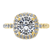 Halo Diamond Cushion Cut Engagement Ring Kristine 14K Yellow Gold