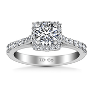 Round Diamond Halo Engagement Ring Mallory 14K White Gold